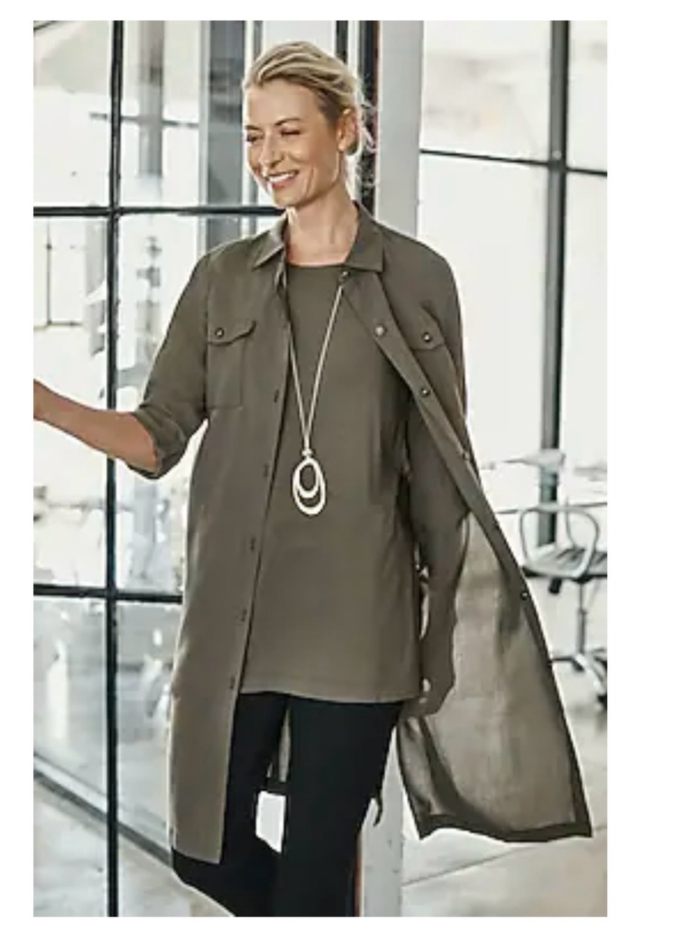 Womens JJill Long Shirt Jacket and layering tank in Olive sz 4X